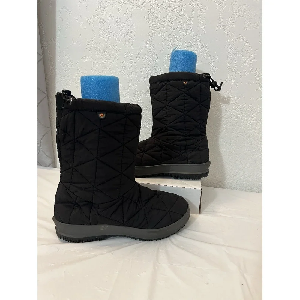 Bogs Womens Snowday‎ Mid Boots Size 6 Black Quilted Waterproof Durafresh 72238
